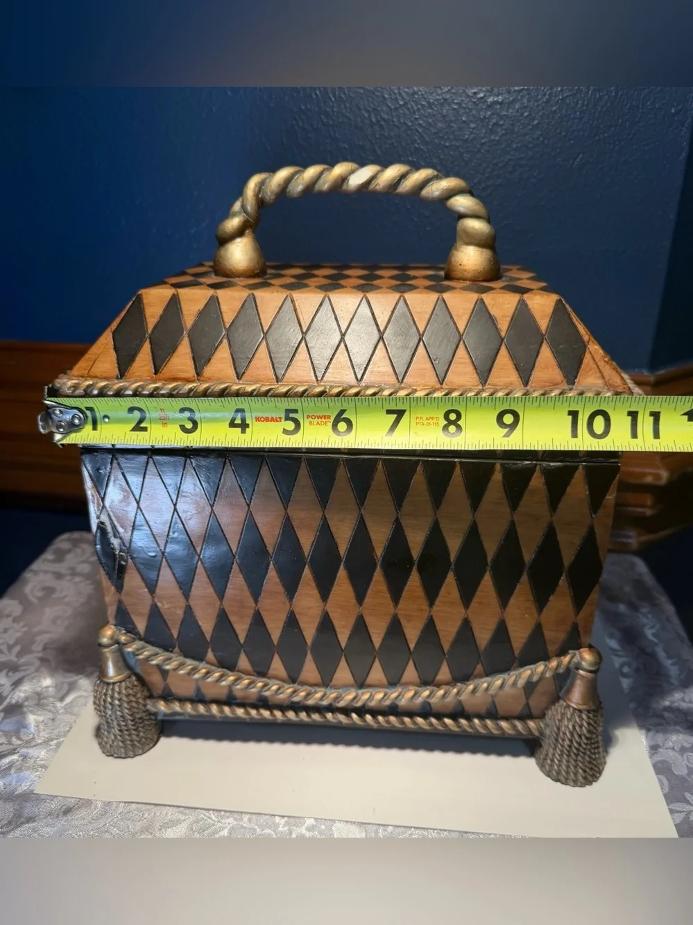 Decorative Resin Box Resembling Maitland-Smith Box Harlequin Style Box with Lid